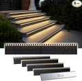 Solar Step Lights for Outside 33 Focused-Beam High-Brightness LEDs Waterproof Aluminum Outdoor Stair Light for Risers Curbsides Poolsides Planter Edges (Warm White 6Pack)