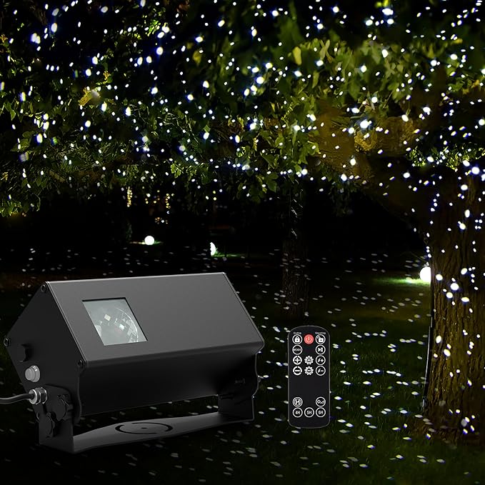 Outdoor Star Lights Projector AIRIVO White Laser Fairy Lights Projector Christmas Snowflake Projector 3 Lighting Modes Garden Light with Remote Control for Home PatioLandscape