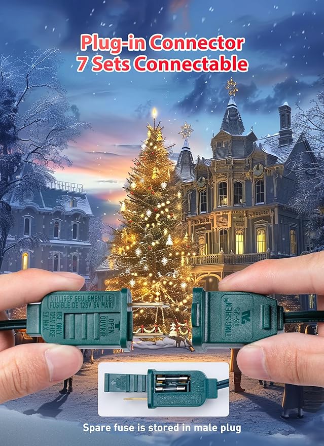 Brightown C7 LED Warm White Christmas Lights Outdoor 100FT String with 100 Plastic Bulbs Traditional Hanging Holiday Lights for Christmas Tree Patio Fence Roofline Xmas Decorations