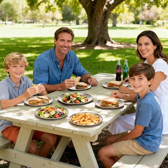 Metal Camping Plates 10 Pack 9.1 inch Small 201 Stainless Steel Plates Reusable Pizza Food Serving Snack Eating Salad Dishes Round Brushed Finish Silver Sturdy Dish Oven Dishwasher Safe