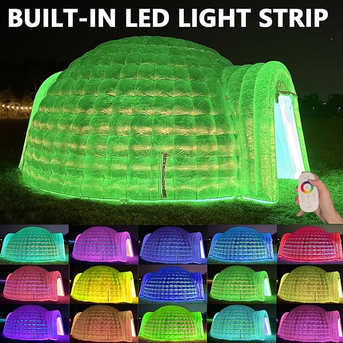 SAYOK Outdoor Portable Inflatable Igloo Dome Tent with Led Light for Party Wedding Event Camping
