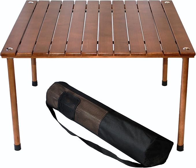 W2716 Original Low Wood Portable Table with Carrying Bag Brown