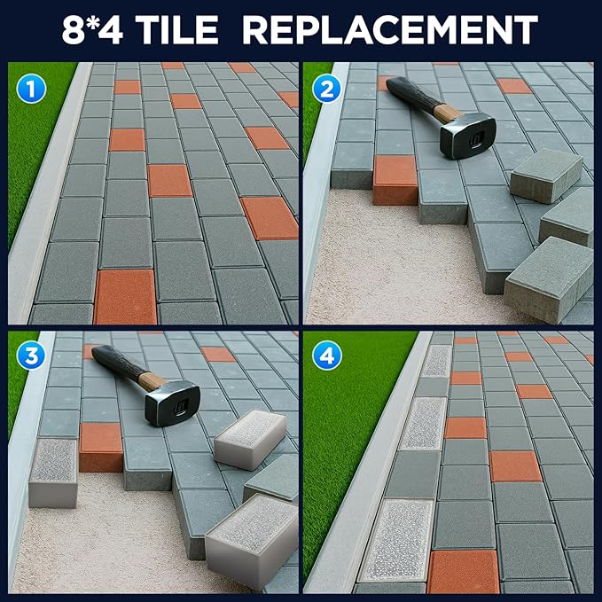 Solar Paver Color Changing Lights 8x4 Solar Pavers Light Outdoor Recessed Brick Pathway Lights IP67 Waterproof Landscape Lighting for GroundWalkway Garden Pool Patio Driveway2 Pack (RGBW)