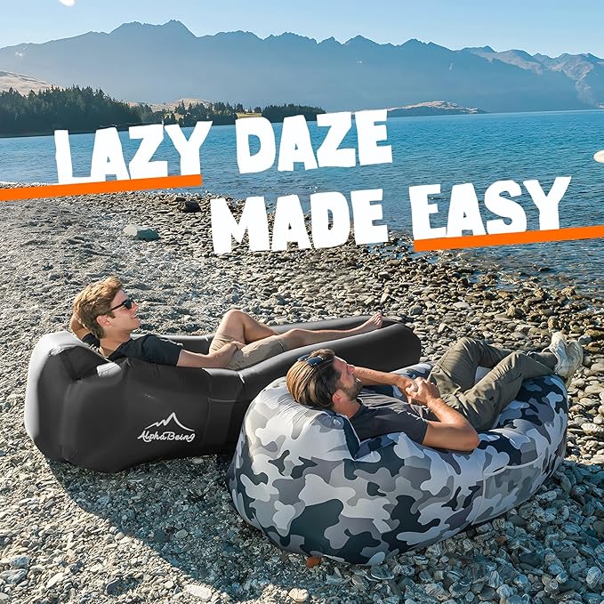 AlphaBeing Inflatable Lounger Beach Chair Accessories Air Sofa Hammock Inflatable Couch for Camping Backyard Lakeside with Compression Sacks Ideal Outdoor Gifts for Adults