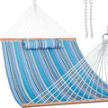 Lazy Daze Hammocks 12 FT Quilted Fabric Double Hammock with Spreader Bars and Detachable Pillow 450lbs Weight Capacity