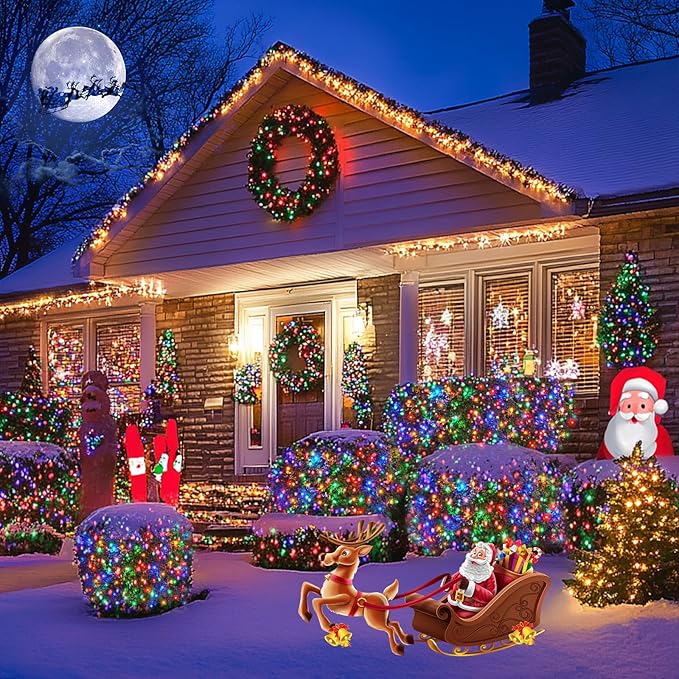 JMEXSUSS 200 LED Christmas Net Lights Plug in 8 Modes 9.8ft x 6.6ft Net Lights Outdoor Mesh Light Waterproof Bush Light for Outside Garden Lawn Yard (Multicolor) (Pack of 6)