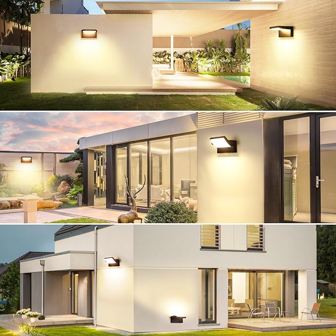 Outdoor LED Wall Lights 40W Black Flood Lights 350°Rotation Exterior Lighting Fixture Commercial Security 3000K Waterporof for Barn Yard Garage Building Area Backyard