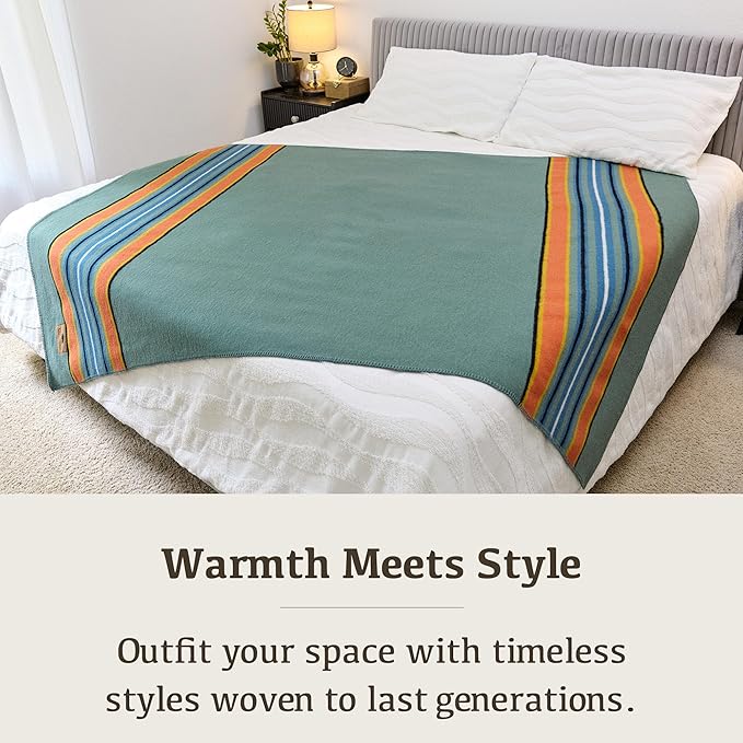 Chubbuck 100% Wool Blanket Camping (60 x 84) - Large Warm Blanket for Camping Emergency Outdoor Concerts and Home Use - Fire Retardant Soft and Warm Blankets for Winter (Glacier)