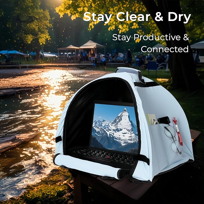 Laptop Sunshade Tent &amp Bag Portable Case for Working Outside | Anti-Glare | Water Resistant | for 13-18 inch Laptop| Portable Privacy Screen Hood | Cubicle Shade for Laptop