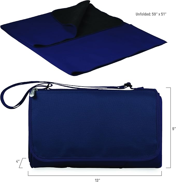 PICNIC TIME NFL Denver Broncos Blanket Tote Outdoor Picnic Blanket - Beach Blanket - Camping Blanket (Navy Blue with Black Flap)