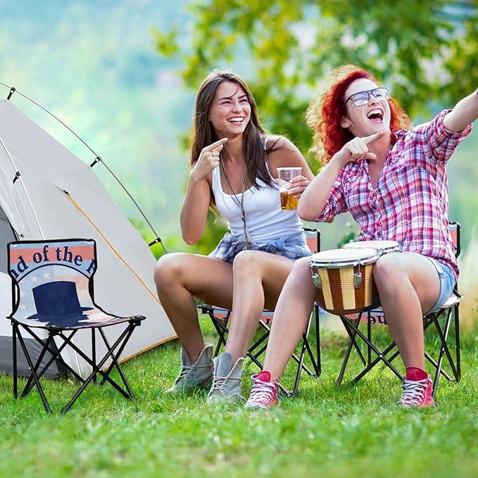4th of July Independence Day Land of Free Blue Silhouette Packable Camping Chairs for Adults Ultra-Lightweight Backpack Chair Includes Carry Bag Hiking Chairs Backpacking Ultralight for Concert