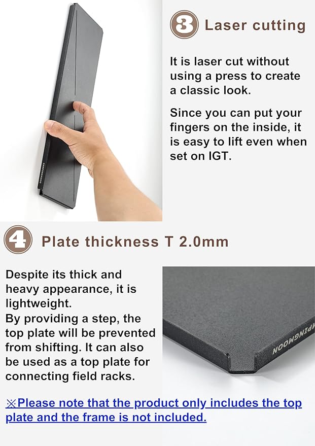 camping moon IGT Top Board Bridge Table Laser Top Board Half 2pcs Black CK-12BK-2P