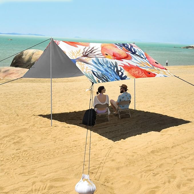 FishCamping Sun Shelters 9.2 x 10.5 FT Beach Canopy Tent Sun Shade with Carrying Bag for Camping Trips Fishing Backyard Fun or Picnics 21340072
