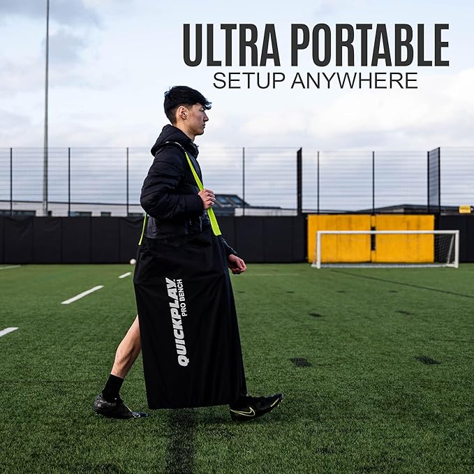 QUICKPLAY PRO Portable Folding Soccer Team Bench with Canopy Shelter | Heavy-Duty Fast Set-Up Weatherproof Sideline Seating | 4 6 and 9 Seat Options for Sports Camping &amp Outdoor Activities