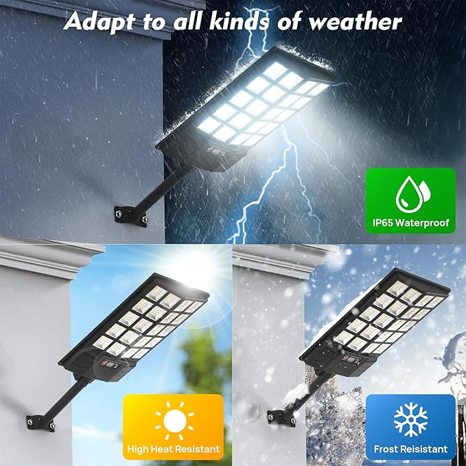 Solar Street Light with Remote Waterproof Motion Sensor Flood Light Dusk to Dawn Outdoor Security Lighting for Yard Garden Pathway (1 Pack)