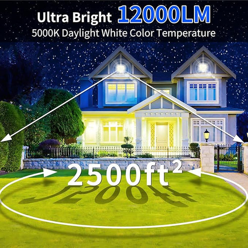 100W LED Outdoor Flood Lights with Plug 12000lm Bright Work Light with 5ft Cord 5000K Daylight White Exterior Floodlight IP66 Waterproof Security Light Yard Lights for Garage Stadium 2 Pack