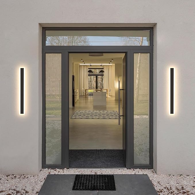 31.5 Inch Long Porch Lights Outdoor 2 PCS Modern Outdoor Wall Light 3000K-6000K Dimmable Wall Light IP65 Waterproof Exterior Wall Sconce Long Wall Lights for Porch Garage Patio Garden