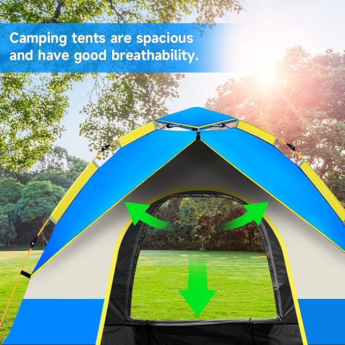 KOMCLUB Camping Tent 1/2/3 Person Tents for Family Camp Tent Waterproof Windproof Outdoor for Backpacking Hiking Easy Setup with Storage Bag8 Ground ding4 Windproof Rope