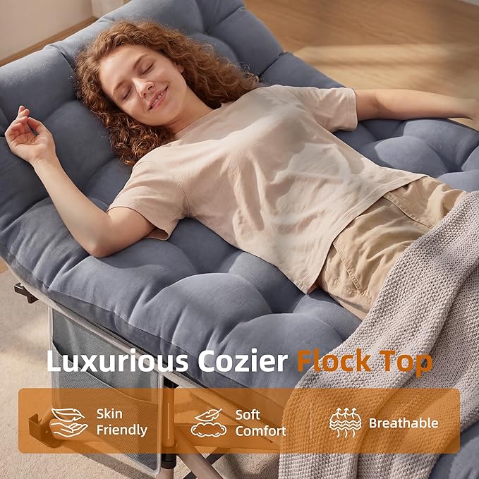 Camping Cot for Adults 2 Pack Heavy Duty Folding Sleeping Cots with Carry Bag Portable Camp Bed with Double Layer 1200D Oxford Fabric &amp Mattress Travel Cot for Camping Beach Patio Home Offic