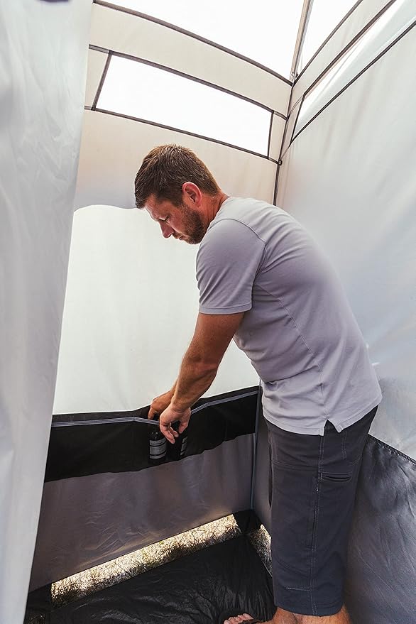Bushnell Shower Tent with Instant Setup Technology | Shield Series 2 Room Shower Tent for Family Camping Hunting Hiking | Solar Water Reservoir Included