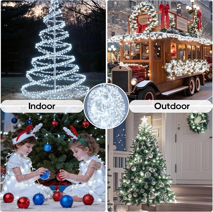 246FT 600 LED Christmas Lights Outdoor Indoor Waterproof 8 Modes String Lights for Outside Cool White Christmas Tree Lights Plug in for Outside Bedroom Wedding Party Holiday Decorations