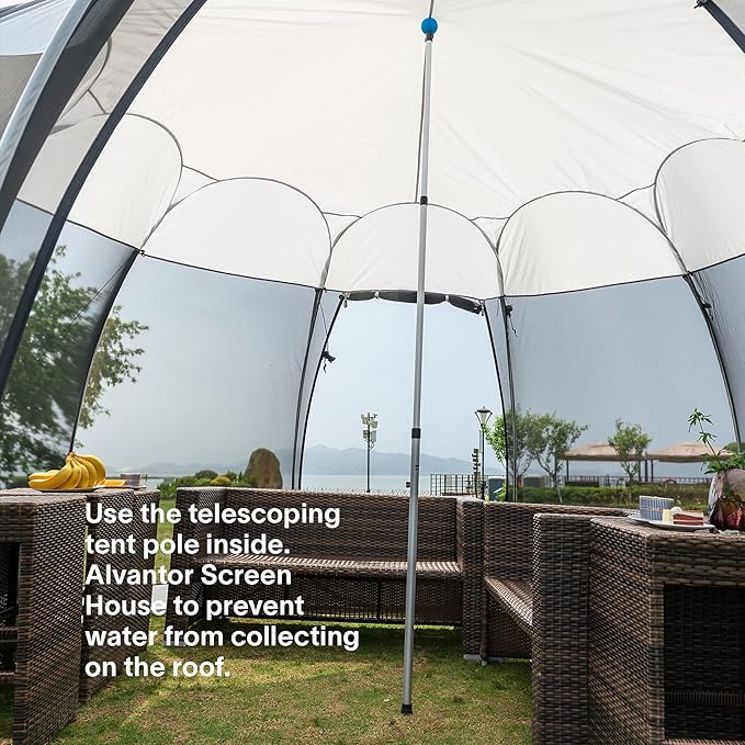 Alvantor Aluminum Telescoping Tarp Poles Adjustable Rods and Round Pad for Alvantor Screen House &amp Bubble Tent &amp Vendor Booth