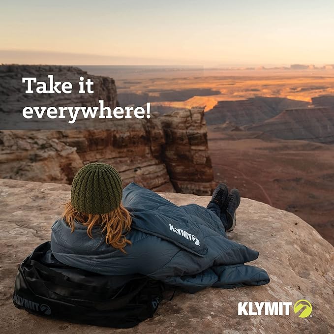 Klymit Horizon Travel Packable Camping Blanket and Comforter Blue/Black