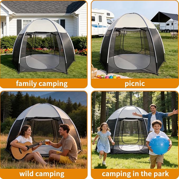 Screen House Tent Portable Canopy with Floor Mosquito Net Outdoor Room Perfect for Patio Backyard Gazebo Picnic Mesh.