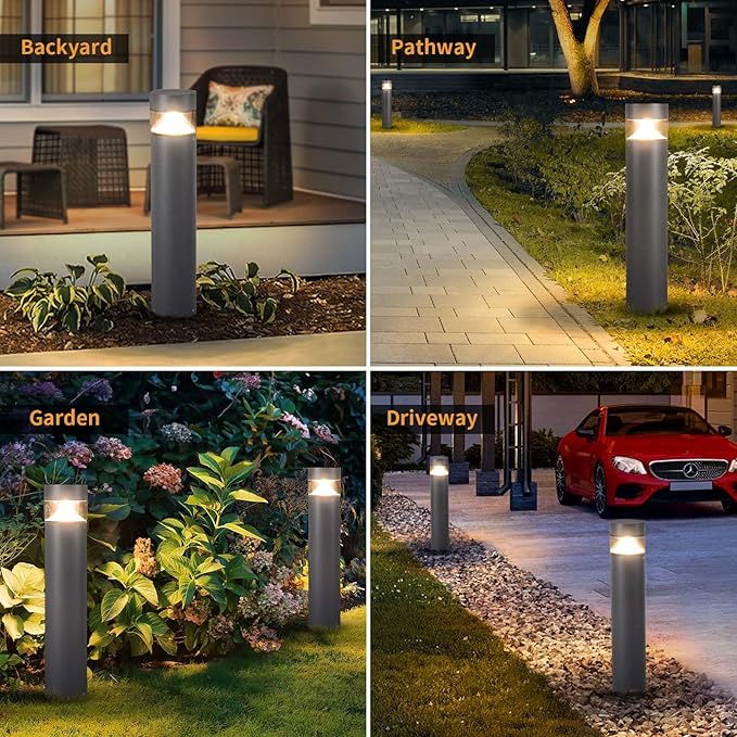 Outdoor Pathway Light 32 in IP65 Waterproof Driveway Lights 3000K led Landscape Lighting Outside620LM Path Lights 120V Hard Large Bollard Lamp for Garden Yard Patio Lawn Walkway Decor
