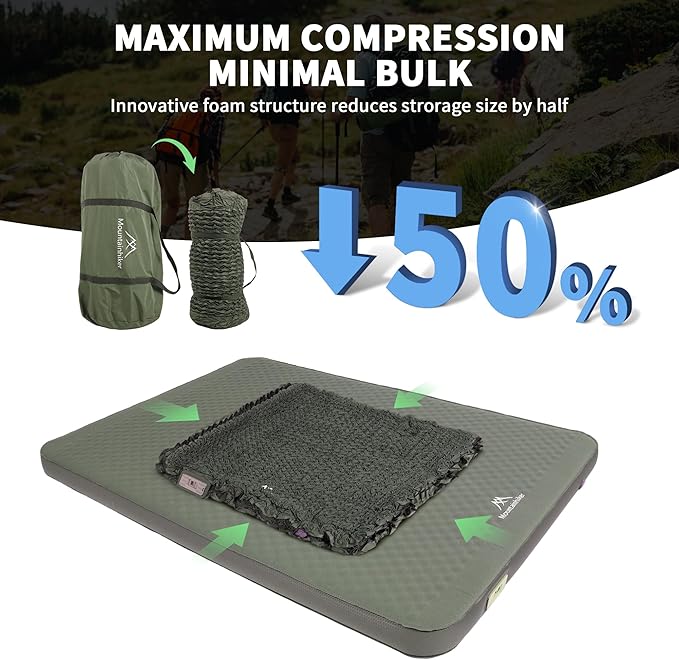 Self Inflating Sleeping Pad with Electric Pump 4 Ultra-Thick Memory Foam Camping Pad 40s Fast Inflating Camping Mattress Pad 4-Season Insulated Camp Sleeping Mat for Outdoor/Travel/Tent (Twin)