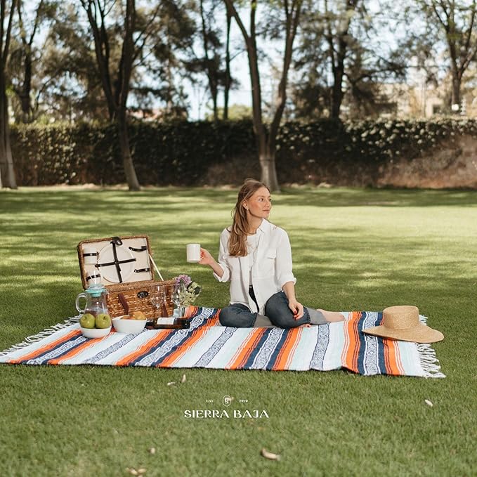 Mexican Throw - 78'x57' Perfect for Yoga Outdoors Heavy &amp Thick Orange 1 Pc