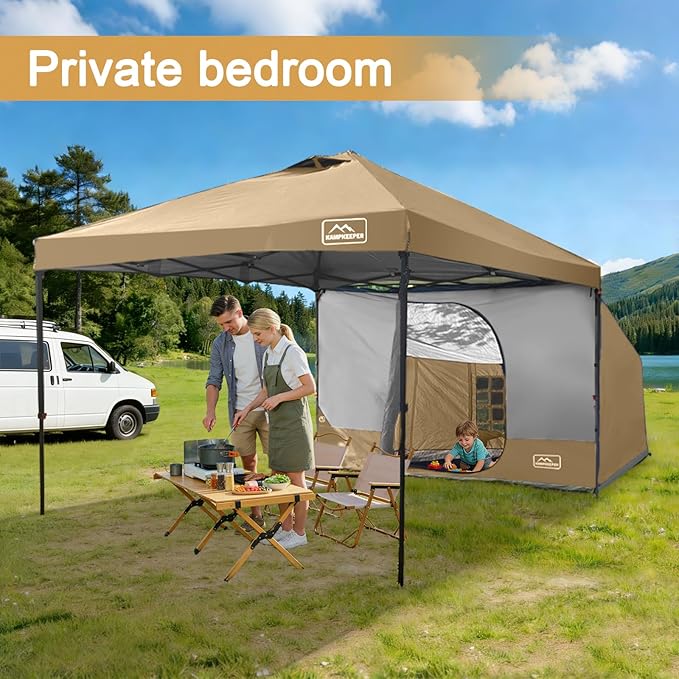 KAMPKEEPER Canopy Side Tent Camping Canopy Tent for 10x10 Pop Up Canopies Cube Tents Gazebo Room Compatible with 10' Wide Canopies(Canopy Not Included)