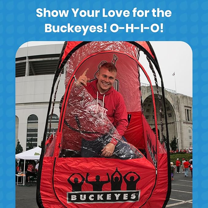 WeatherPod – The Original Ohio State Buckeyes 1-Person Pod – Patented Construction w/Tapered Sides Highly Water Wind &amp Weather Resistant Pop-up Tent – Lightweight Easy Open &amp Close – OSU Re