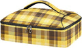 Casserole Carrier Yellow Brown Plaid Print Insulated Casserole Carrier for Hot or Cold Food Thermal Lunch Tote for Parties Picnic Travel Carry Bag