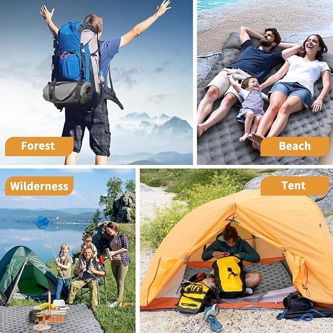 Inflatable Bed – 2 Person Camping Pad Waterproof Portable Travel Tent Sleeping Mat Compact Roll-Up Design Comfortable Rest Function Outdoor Gear for Fishing Hiking Parks Climbing Walking