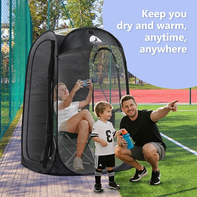 Sports Pod Kilindeer Pop Up Weather Tent for 1 Person – Portable All-Weather Shelter with Clear TPU Panels Instant Setup for Outdoor Events Camping Hiking Wind &amp Rain Protection