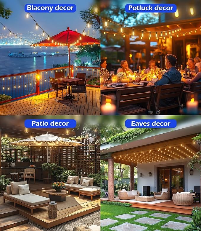 Tenmiro 120FT Outdoor String Lights Ultra Long Waterproof 30+2 Edison Shatterproof Bulbs Led Outside Patio Lights for Porch Deck Garden Backyard Balcony Wedding Party Decor
