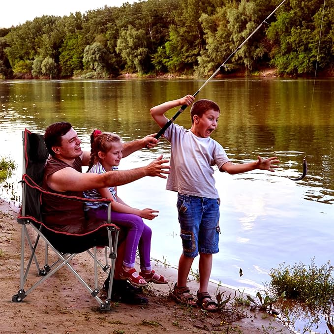 YSSOA Removable Footrest Reclining Camping Chair 1-Pack Black