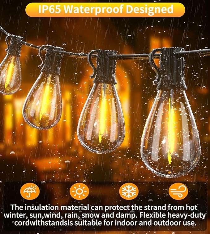 Tenmiro 120FT Outdoor String Lights Ultra Long Waterproof 30+2 Edison Shatterproof Bulbs Led Outside Patio Lights for Porch Deck Garden Backyard Balcony Wedding Party Decor