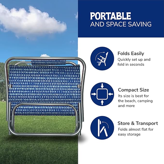 Cabana Beach Folding Beach Chair 1 Position Lightweight and Portable Foldable Outdoor Camping Chair