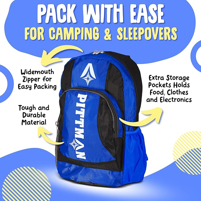 Pittman - Kids Air Mattress - Deluxe Kids Inflatable Bed with Electric Pump &amp Durable Backpack - Perfect Teen to Toddler Blow up Mattress for Sleepovers Camping or Childs Travel Bed