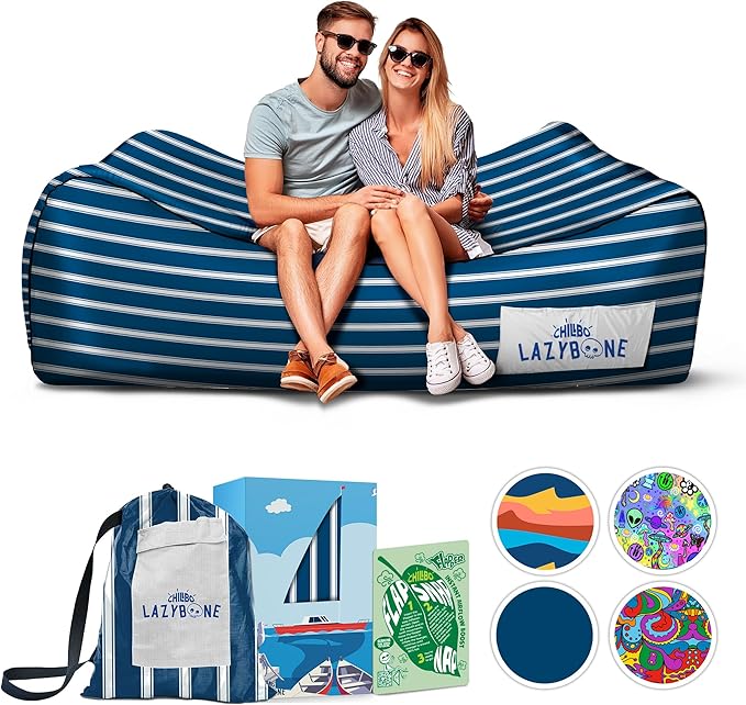 Chillbo Lazybone Inflatable Lounger - Ultimate Inflatable Couch for Maximum Chill - The Perfect Blow Up Couch for Music Festivals Or Lounger for Camping