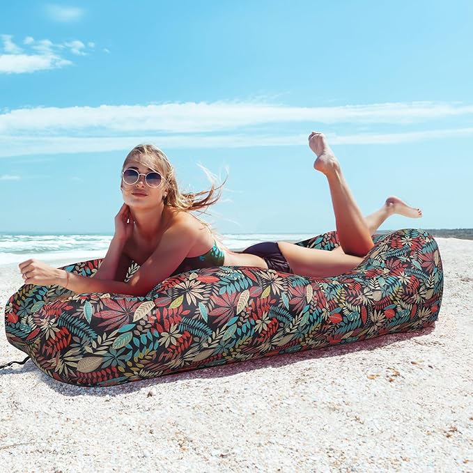 Inflatable Couch Air Lounger for Adults Ultralight Portable Blow up Couch Air Sofa Inflatable Beach Lounger Bed for Camping Hiking Festival Backyard Lawn No Pump Required