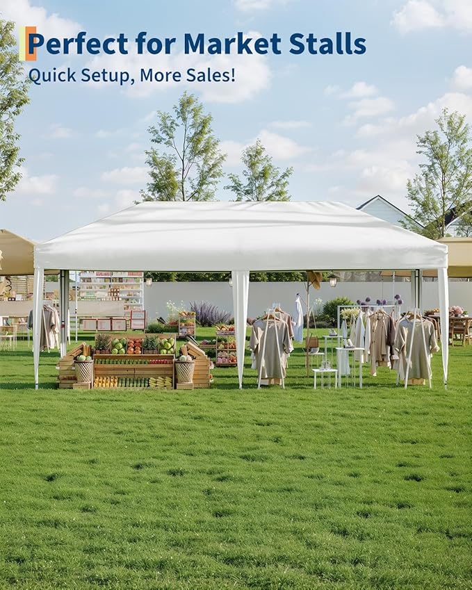 GAOMON 10X20Ft Pop Up Canopy Tent Outdoor Canopy with Portable Sidewalls &amp Roller Bag Adjustable Height Commercial Instant Shelter Waterproof Wind Resistant for Outdoor Events Markets Campi