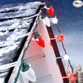 C9 Led Christmas String Lights 68 Ft 100 LED Strawberry Roof Lights with 100 All in One Clips Commercial Grade Waterproof Extendable for Indoor Outdoor Roofline Home Xmas Decor Red &amp Pure White