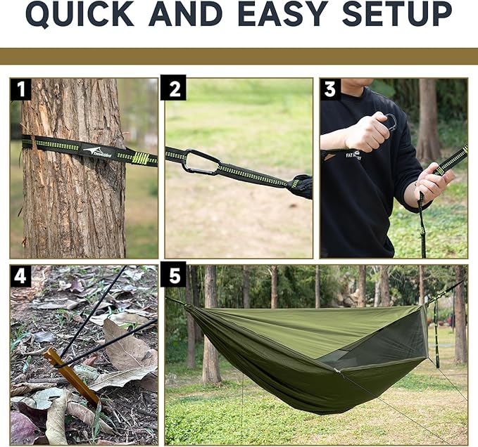 Camping Hammock with Mosquito Net and Sunshade Backpacking Hammock with Ridge Rope Tree Straps Lightweight Portable Hammocks for Outside Hiking and Travel