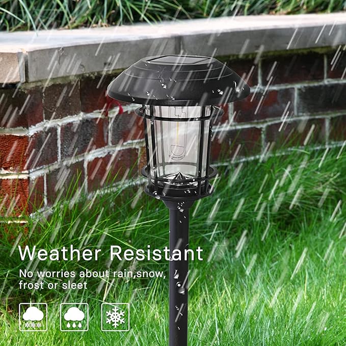 Grand patio Solar Outdoor Lights 10 Pack Glass Light Metal Pathway Light Waterproof Landscape Lighting Automatic Dusk and Dawn Sensor (Slate Gray)
