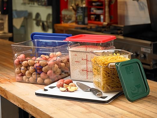 Carlisle FoodService Products Squares Square Food Storage Container with Stackable Design for Catering Buffets Restaurants Polycarbonate (Pc) 8 Quarts Clear