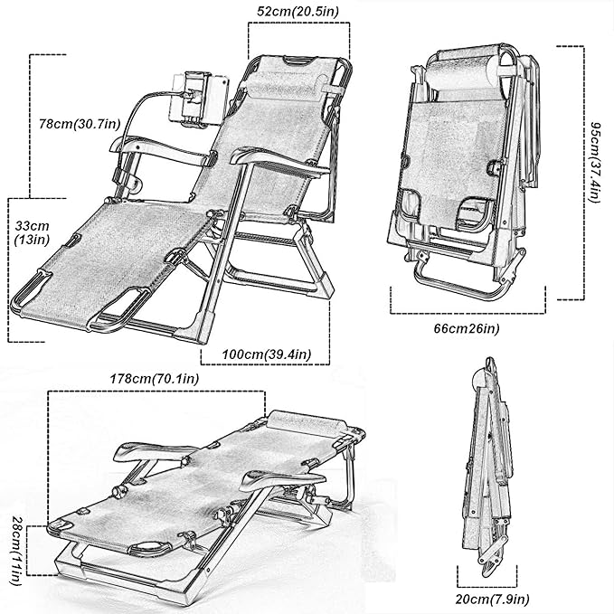 Oversized Zero Gravity Lounge Chair Patio Foldable Adjustable Reclining Chair for Outdoor Camping Garden Patio Lawn Bearing 200KG