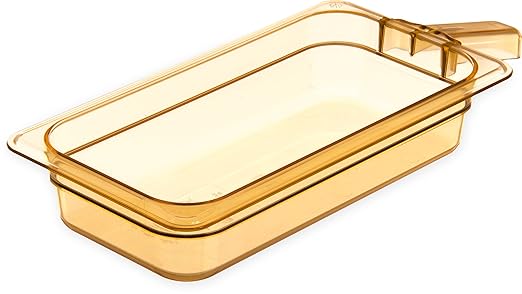 Carlisle FoodService Products 30860H13 StorPlus High Heat Food Pan With 1 Handle 2.5 Deep Third Size Amber 1/3 Size (Pack of 6)